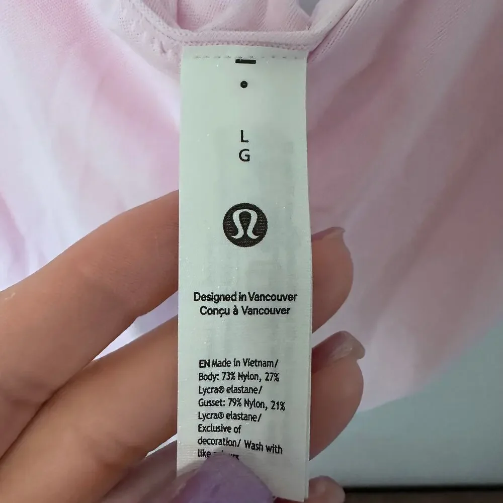 Lululemon Wundermost Nulu Mesh Scoop-Back Thong Bodysuit Pink Organza L NWT - Picture 8 of 8